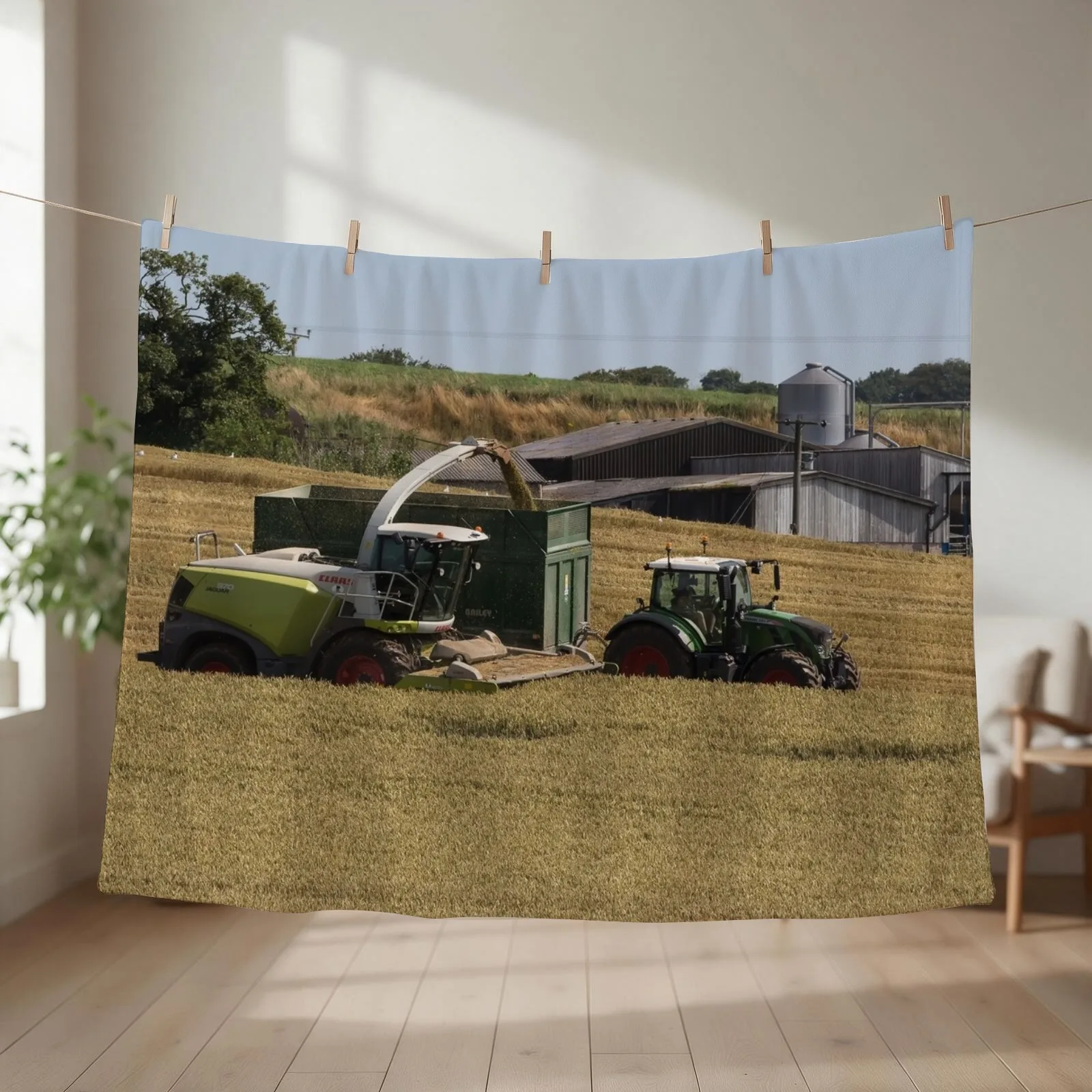 Harvest time, Fendt bring in the grain Throw Blanket couch cozy soft plush fuzzy picnic outdoor blanket