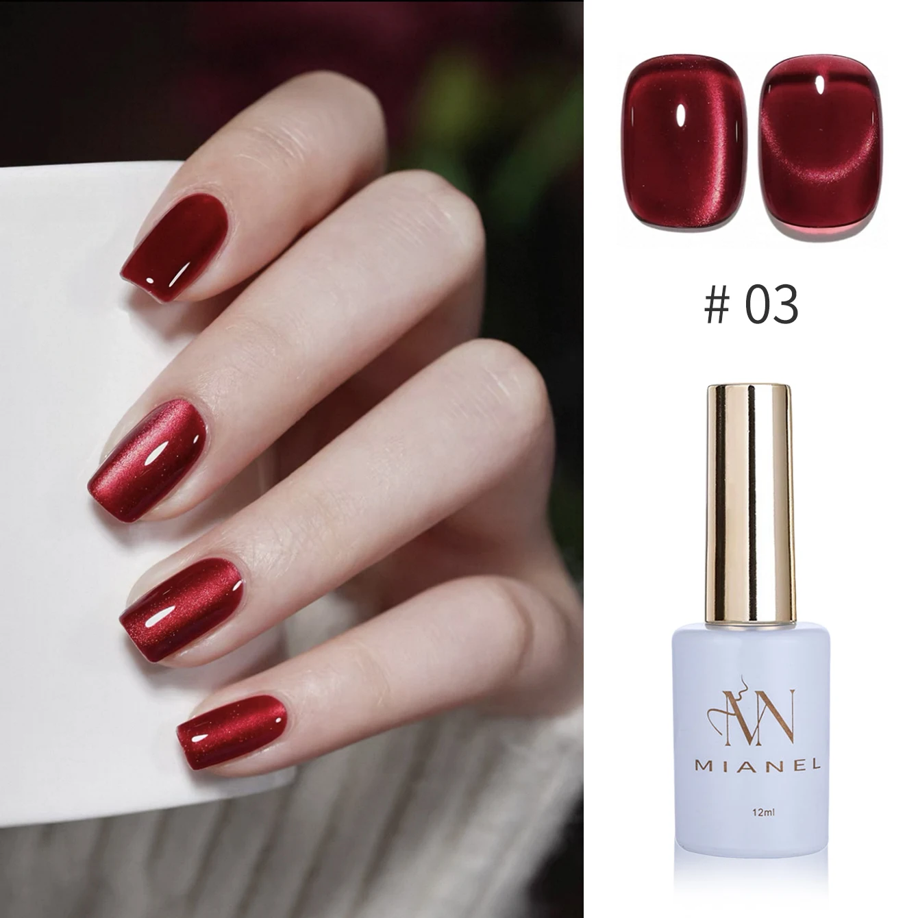 12ML 1PCS Rot Edelstein Glas Perle Mondlicht Katze Auge Gel Nagellack Herbst Bleaching Nagel Kleber UV licht Nägel Nagel Kunst