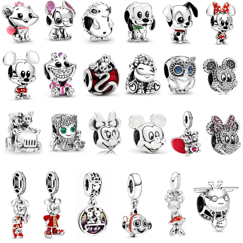 Disney Stitch Mickey Minnie Mouse Alloy Pendant Cartoon Winnie Pooh Pendants Fit Charms Bracelet Women Beads DIY Accessories