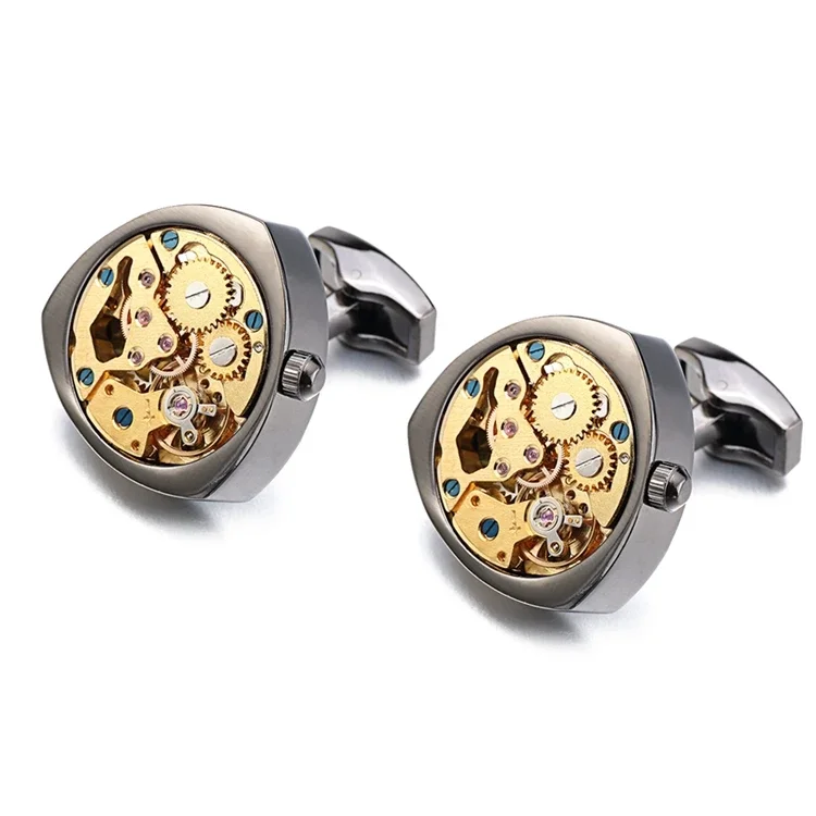 High end French style cufflinks, mechanical movement cufflinks, men's innovative design, light luxury shirts,