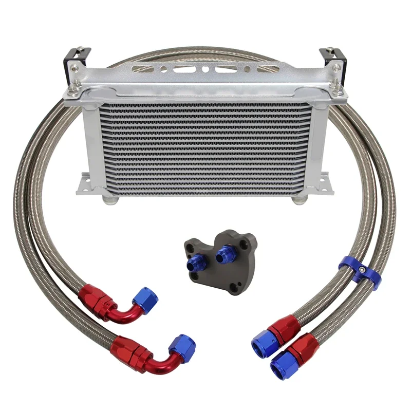 19/25 Row Oil cooler w/ Mounting Bracket+Adapter Hose Kit For BMW Mini Cooper S R50  R52 R53 1.6L 02-06 Black/Silver