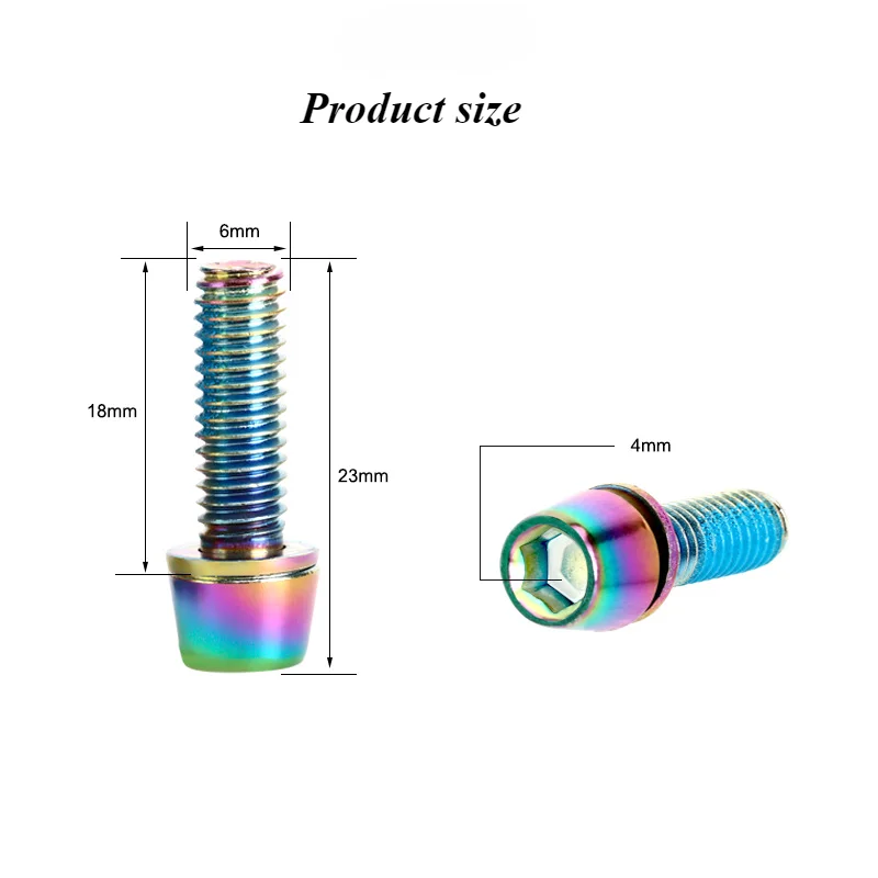 세트당 6PCs 자전거 핸들바 스크루 티타늄 도금 다색 스테인리스 스틸 M5*18 MM MTB 자전거 핸들바 스템 라이저 볼트 내 스크루 탑재