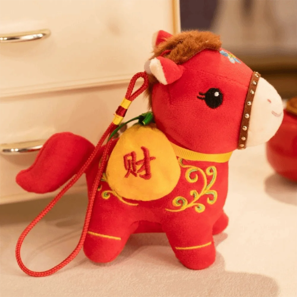 Chaveiro de cavalo de pelúcia dos desenhos animados macio macio pelúcia cavalo boneca pingente pp algodão 12cm pendurado pônei boneca decoração festiva