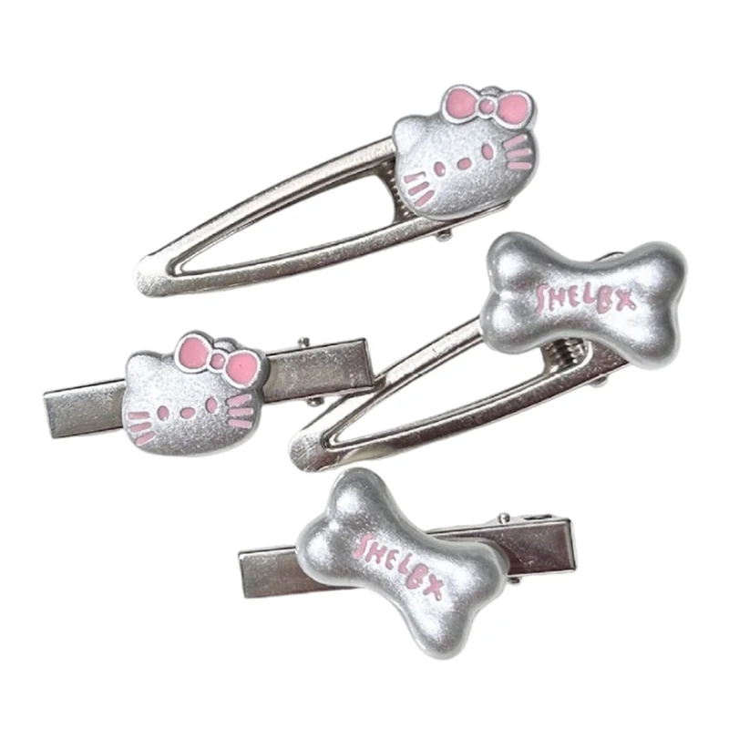 1PC Kawaii Hello Kitty Hairclip Y2K Sanrio Hairpins For Children Girls DIY Accessories KT Cat Things Stuff Cartoon Gifts