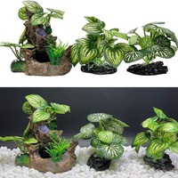 Aquarium Ornaments Simulation Plants Fish Tank Landscaping Decorations Plastic Water Plants Flowers Trees Rocks Accessories