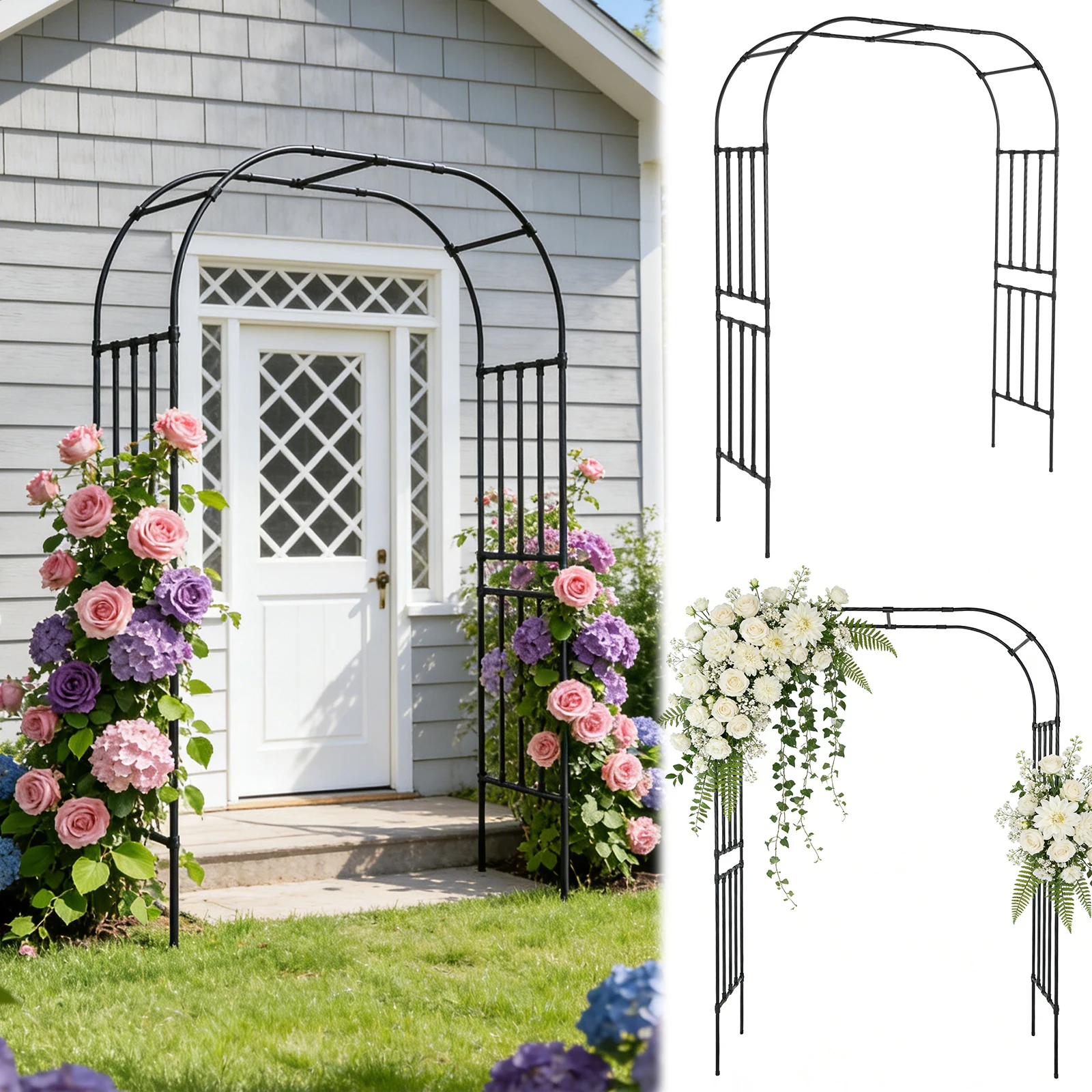 

Металлическая арка-пергола 2,4 м для вьющихся растений, садовая арка для цветов и лиан, декор для свадеб и праздников на Хэллоуин