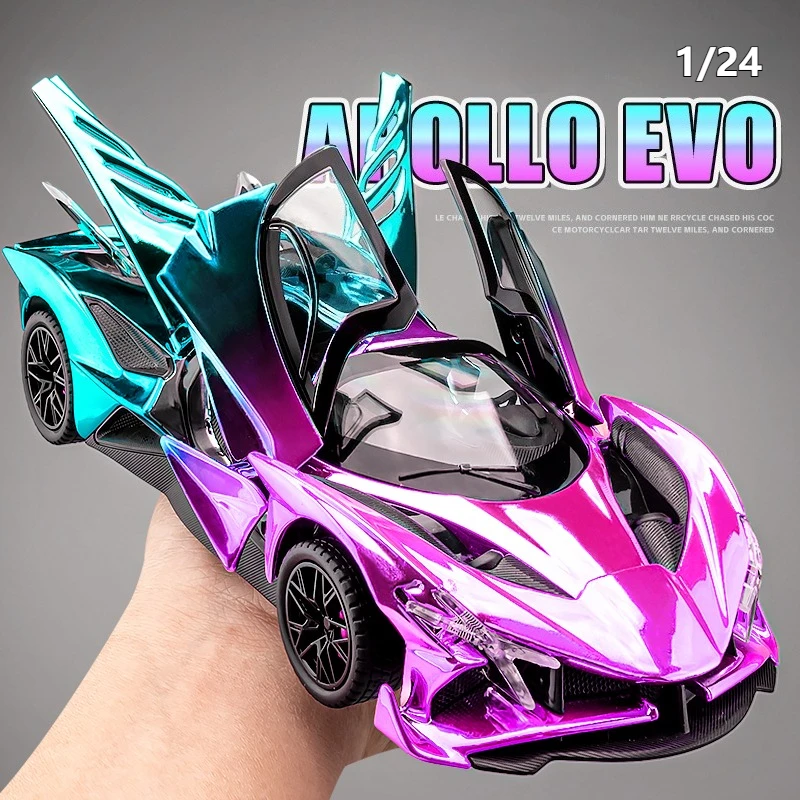 

1:24 Apollo Project EVO Electroplating Version High Simulation Alloy Car Model Sound and Light Collection Childrens Toy Gift