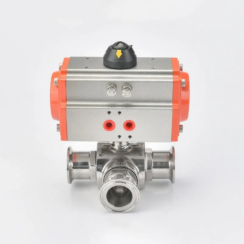 Stainless Steel Tri-clamp Sanitary Pneumatic Three-Way ball Valve for Sanitary Applications