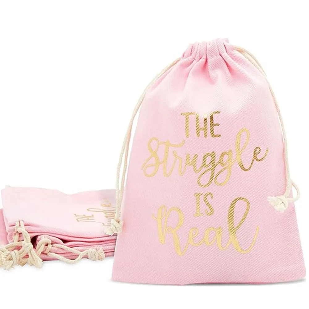 

12 Sparkle and Bash Pink Drawstring Hangover Kit Gift Bags for Bachelorette Party Favors
