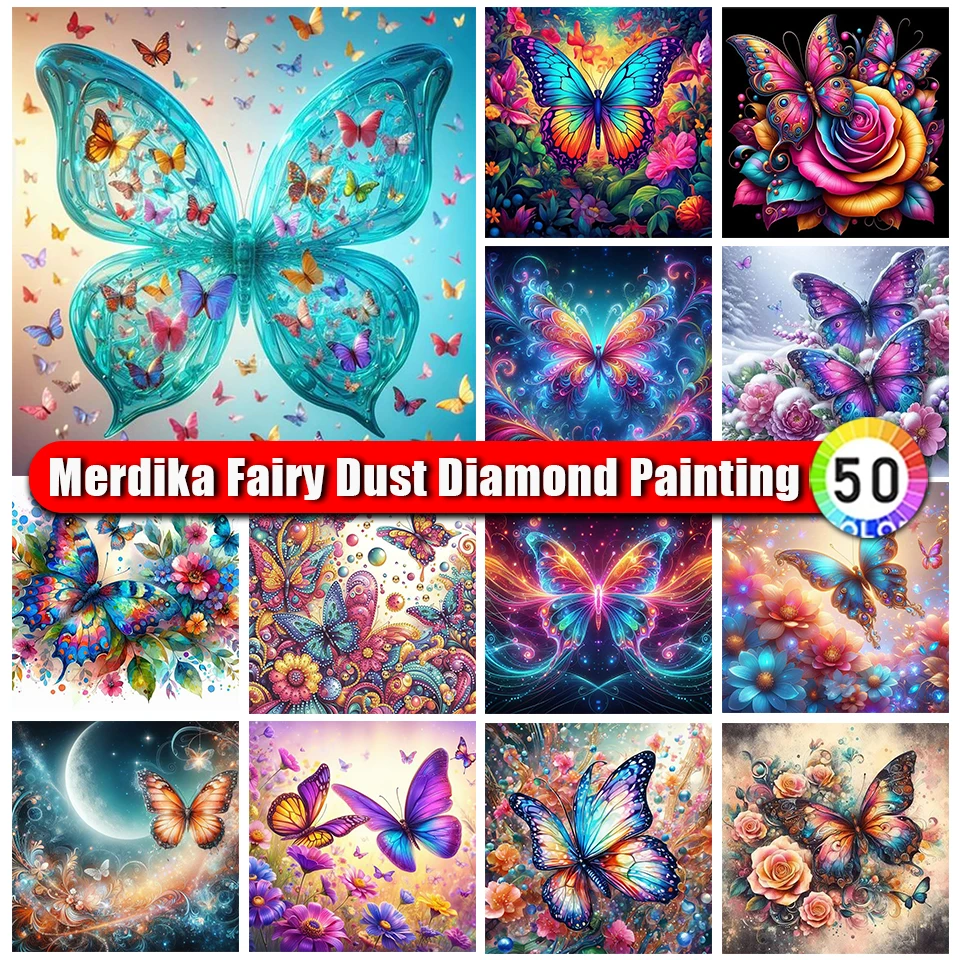 

Picture Size Fairy Dust Diamond Painting butterfly Animal Dust 5D DIY Full Round Square Drill Diamond Embroidery Kit Home Decor