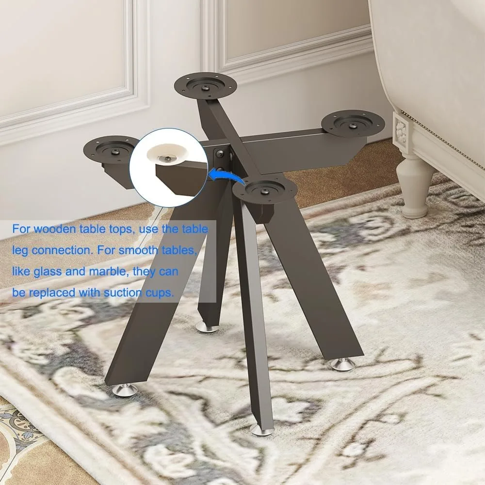 Sturdy Metal Coffee Table Legs, 16 Inch Round Base for Various Table Tops - Suitable for Marble, Glass, Wood (Enhanced Stability