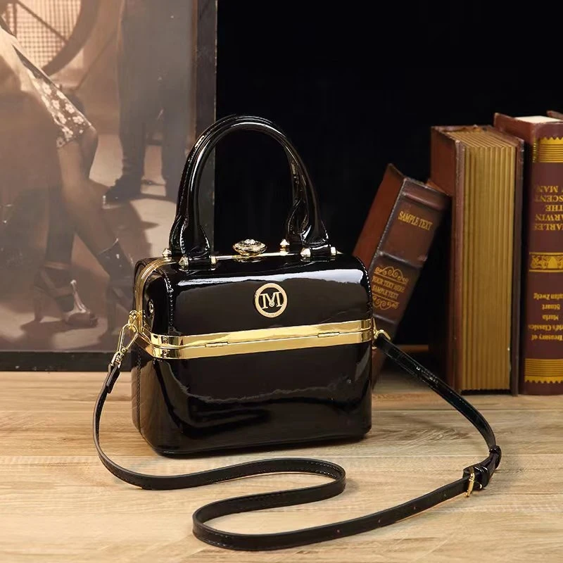 

Glossy patent leather small box handbag, a new model of exclusive gift for girlfriend during holidays