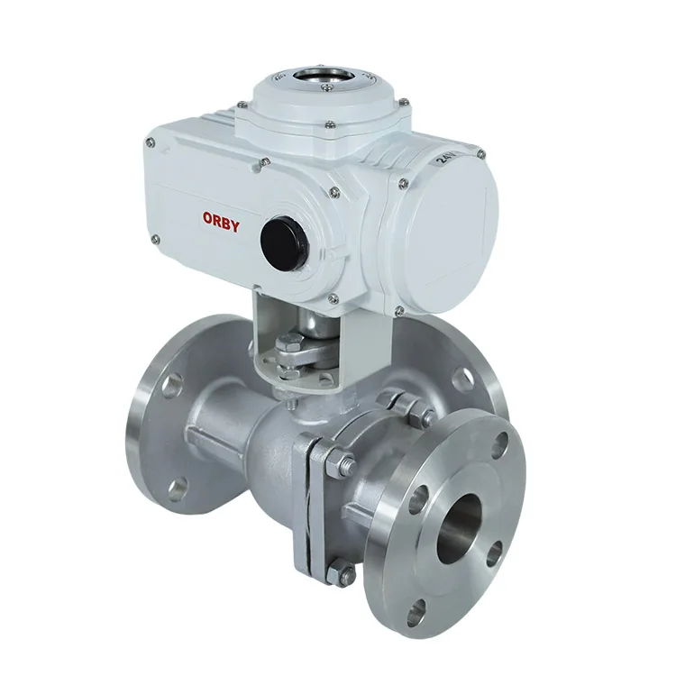 ANSI Class#150 #300 T-Port L-Port Electric Actuator Motorized Flanged 3 Way Stainless Steel Ball Valve