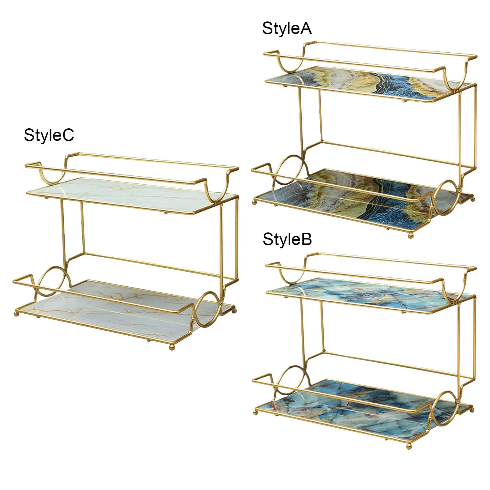 Iron Countertop Storage Shelf 2 Layers Nordic Style Bathroom Cosmetic Organizer for Living Room Dressing Table Bedroom