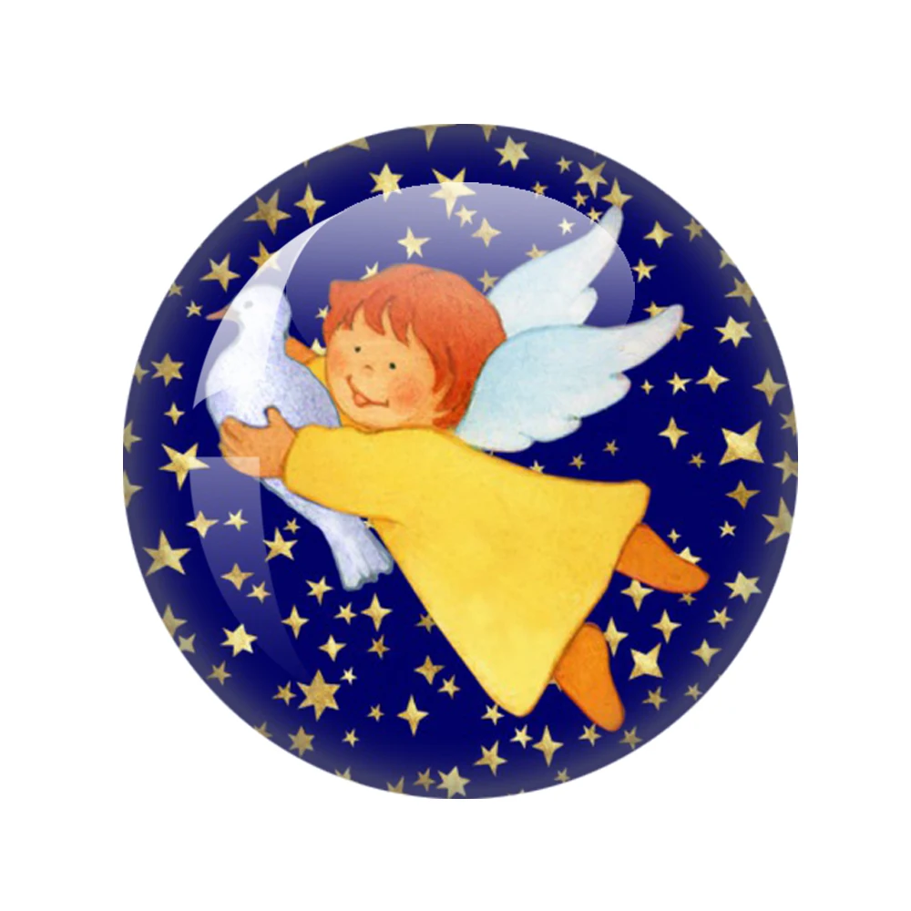 Christmas Angels Baby Art Painting Patterns 12mm/18mm/20mm/25mm Round Photo Glass Cabochon Demo Flat Back Making Findings