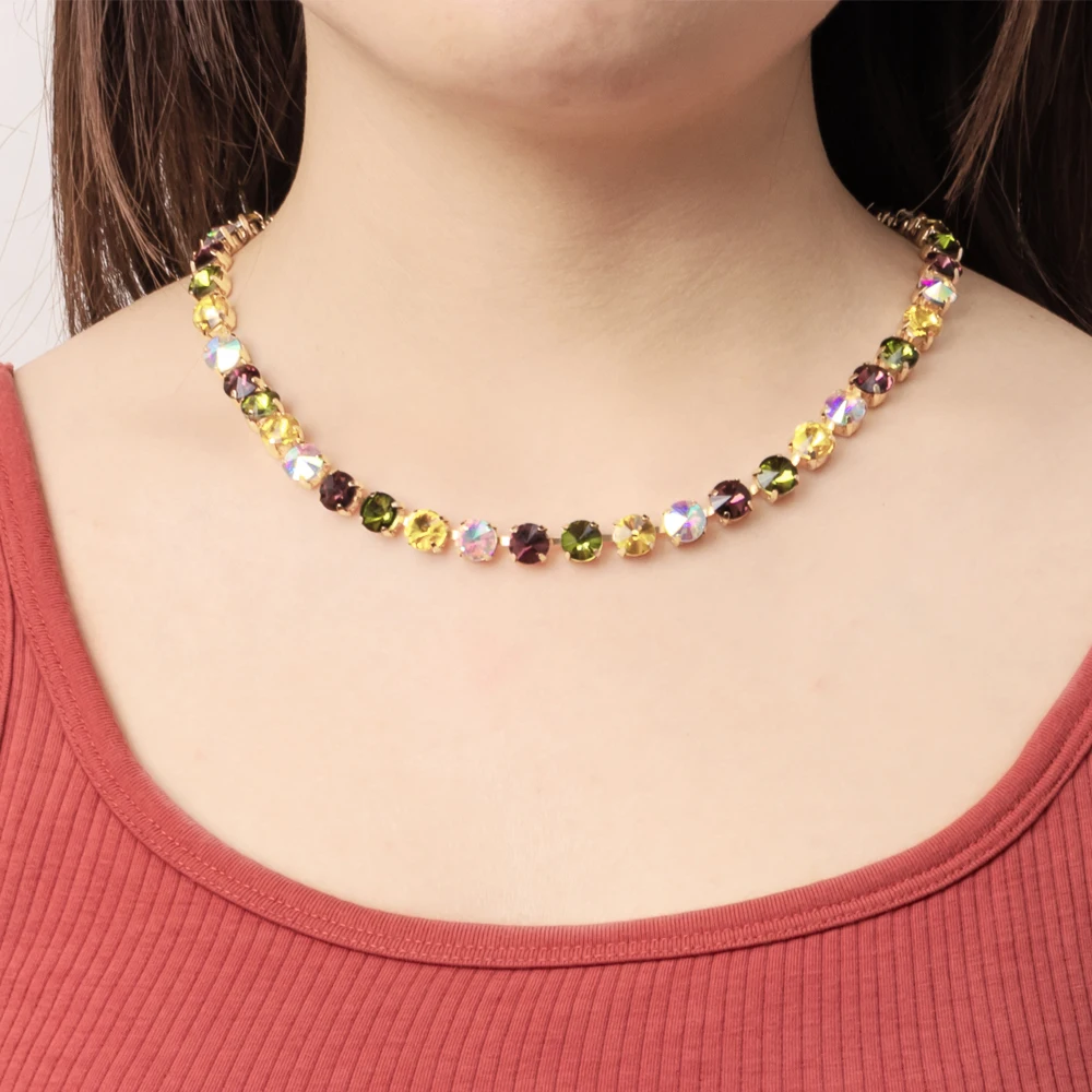 8mm Crystal Colorful Claw Setting Necklace For Women Winter Sweater Choker Accessory Diiamond Jewelry view 6
