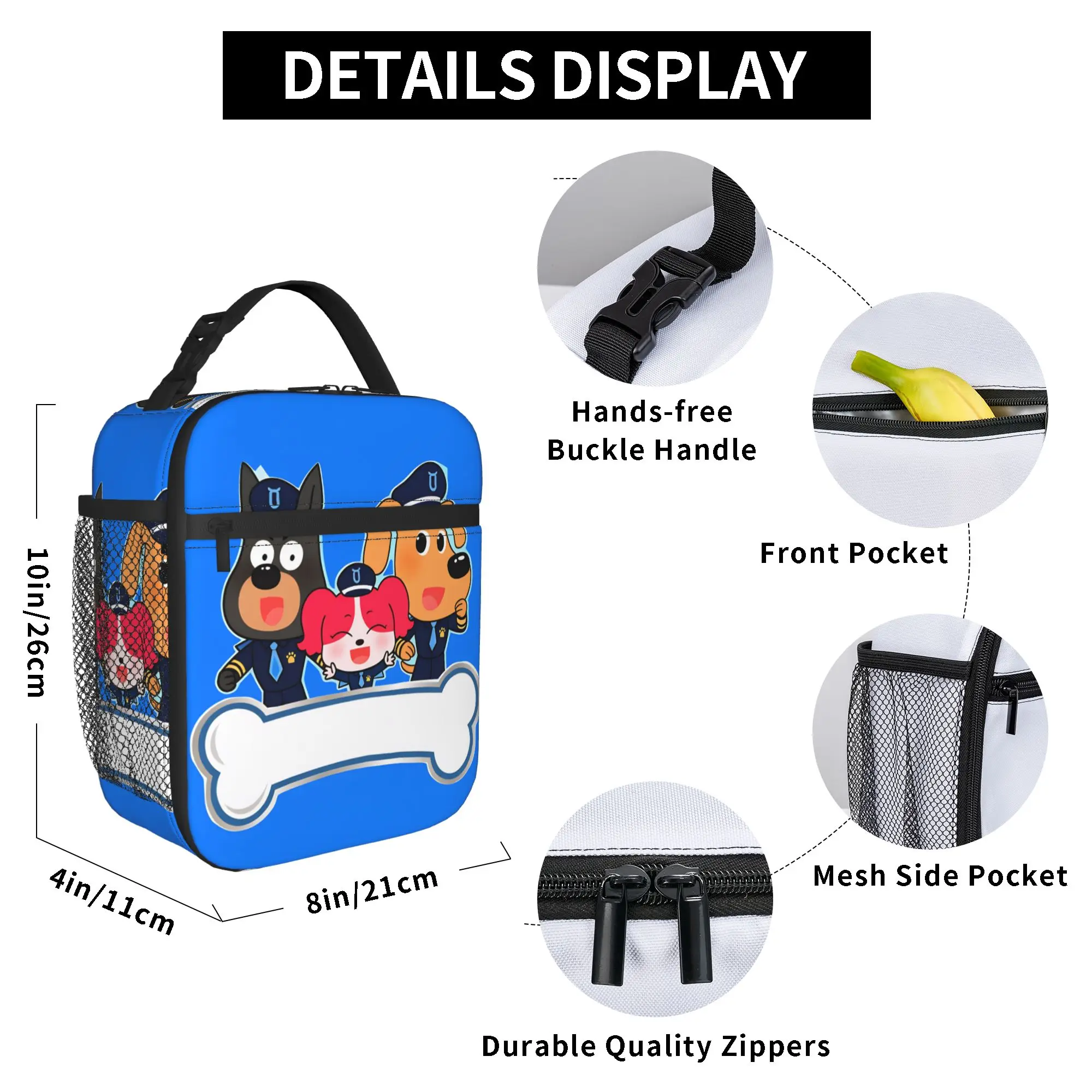 Sheriff Labrador Cartoon Animation Lunchtasche für die Schule, tragbare Thermo-Tragetasche für Damen, Oxford Designer-Kühltasche – Detail 6