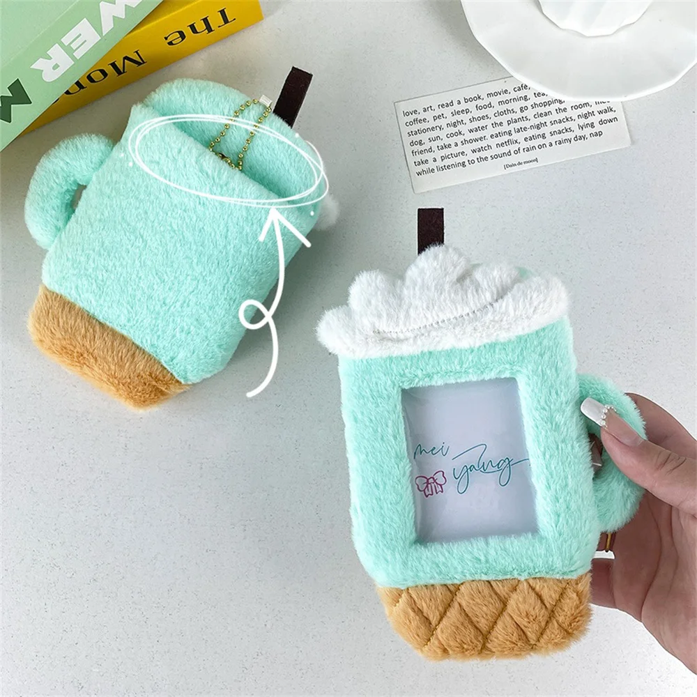 Cute Creative Ice Cream Tea Cup Card Sleeve 15CM Plush Card Holder School Meal Card Idols Card Storage Pendant Girls Gift