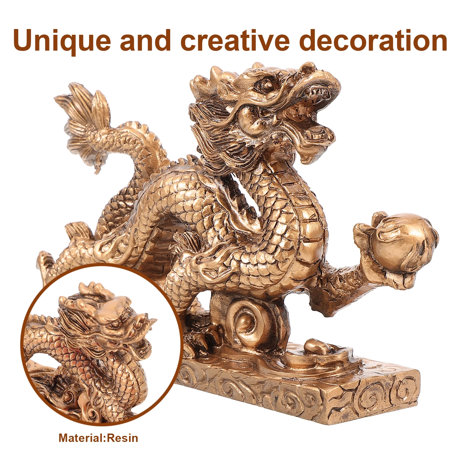 Resin Dragon Statue 15x3 5x9cm Chinese Decorations Home Ornaments Practical Longevity Gift Figurines Sculpture