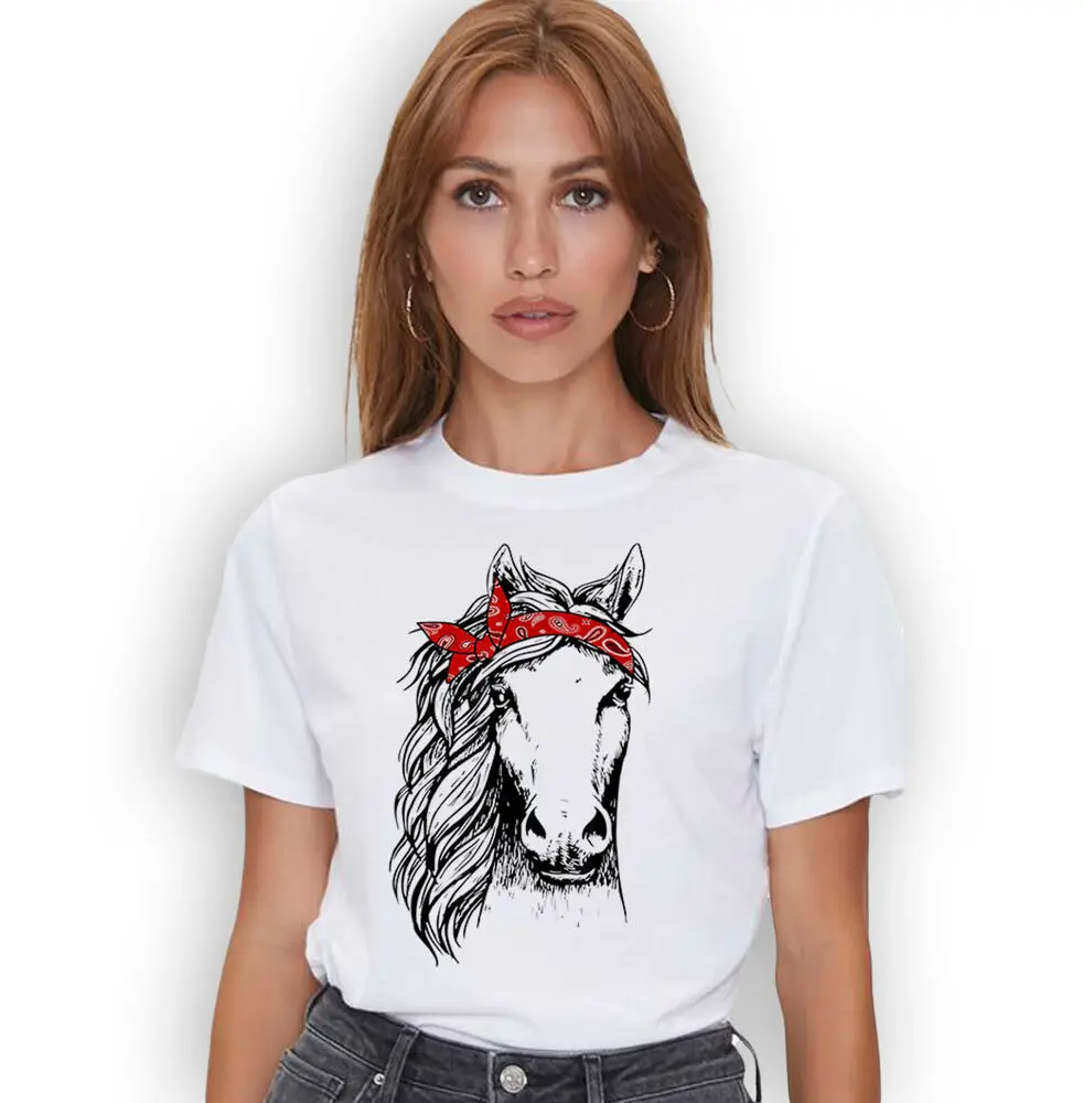 Equitation T-shirt,Horse Bandana tee,Horseback Riding Horse Lover T Shirt  Tees High Quality 100%Cotton Short Sleeve