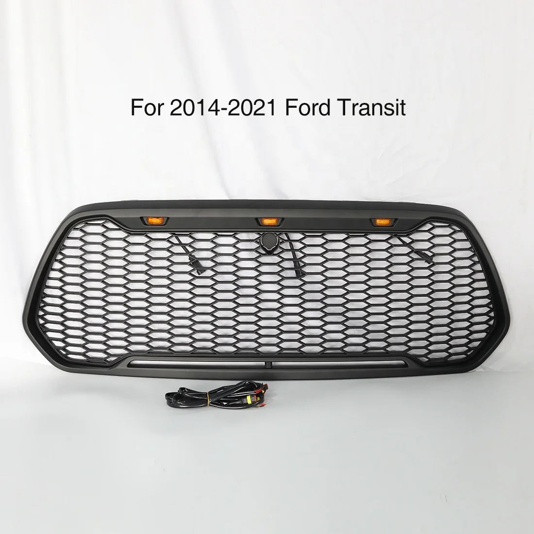 Car Grills Auto Parts Exterior Accessories Black Front Grille Bumper Grill Fit For FORD TRANSIT CUSTOM 2014-2021 With Light