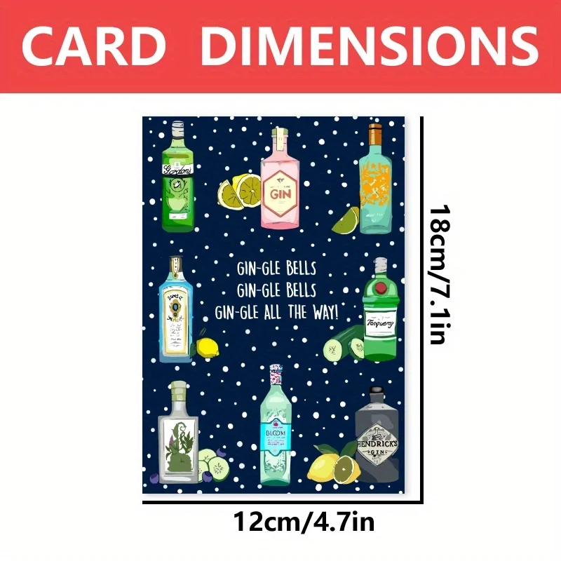 1pc, Happy Christmas Time Card, Merry Christmas Card, Humorous Wine Christmas Card, Funny Christmas Card, for Friend Family