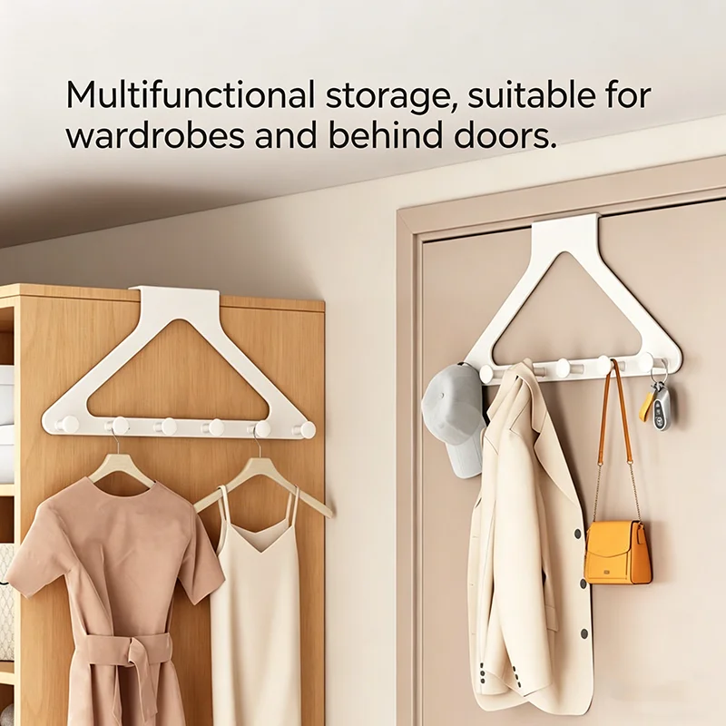 Over The Door Corner Hanger Triangular Hooks for Wardrobe Side Bedroom Right Angle Organizer Space Saving Coat Rack