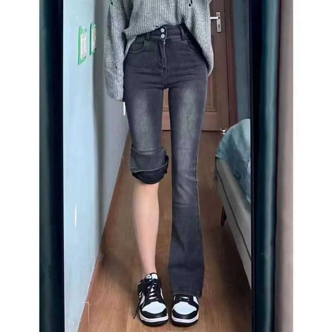 

American Retro High Waist Wide Leg Jeans Women's Faded Straight Cut Denim Pants Autumn Winter New Sle Casual Comfortable Fit