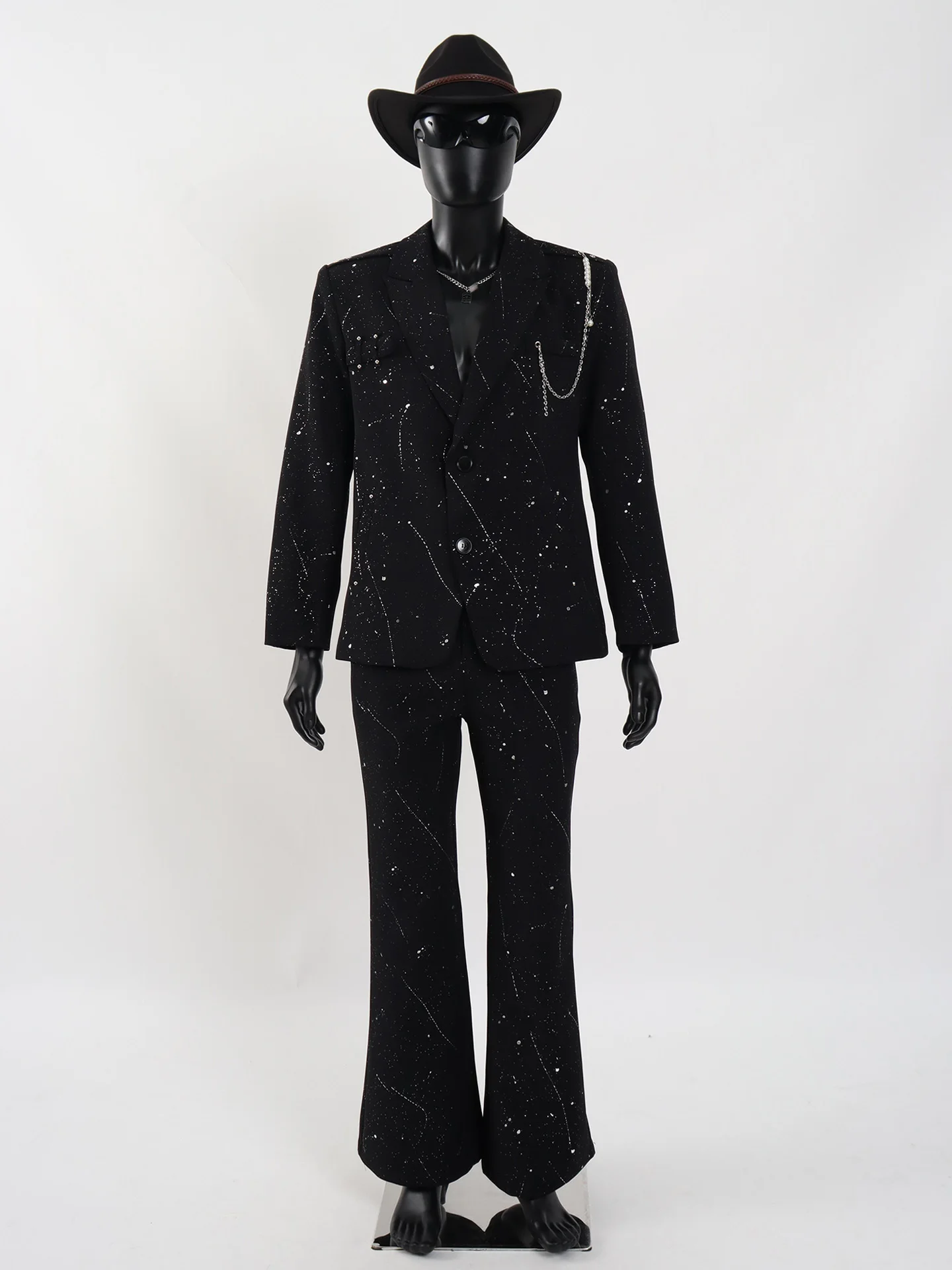 

Starlit Men's Casual Suit Jaet Loose oulder Pad Metal Decoration Faionable Loose Fit Youthful Sle Long Sve