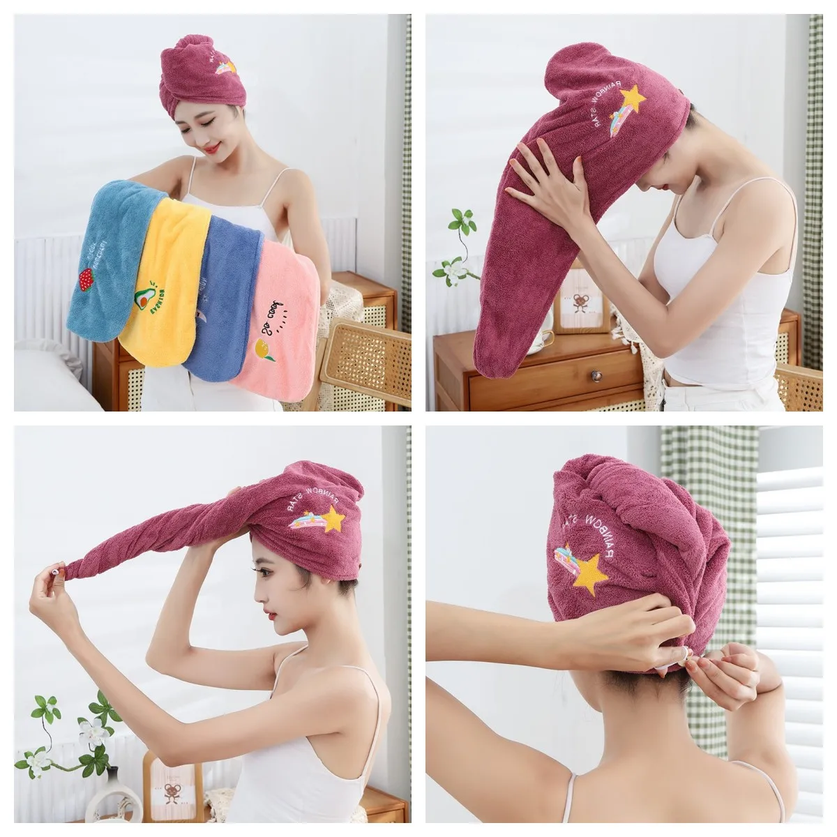 1pc Sneldrogend Haar Hoed Super Absorberend Zacht Badkamer Vrouwen Hoofddoeken Meisjes Schattig Haar Handdoek Haar Droog Wrap Mutsen