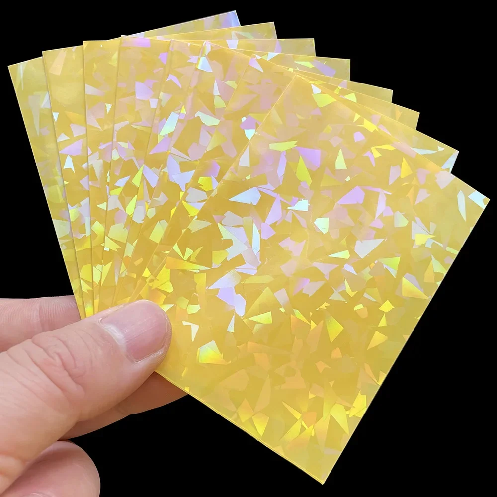 100PCS Broken Gemstone Glass Laser Flashing Card Film Holographic Idol Photo MATT Cards Sleeves YGOMTG Super Cute Card Protector