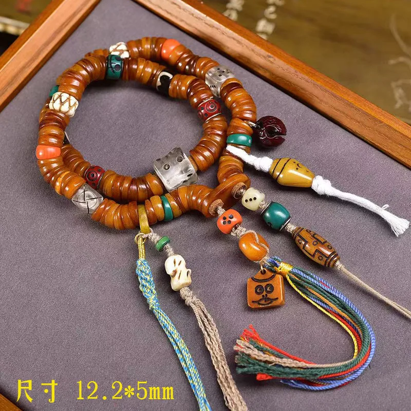 Backflow Yak Bone 108 Pieces Buddha Rosary Neck Hanging Tibetan Crafts Agate Feeder Wipe Beads Accessories