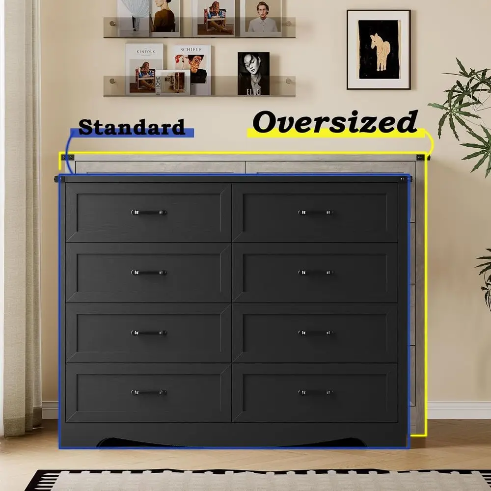 寝室、リビングルーム、オフィス用の金属製ハンドル付き耐久性のある木製チェスト - 安全な保管のための転倒防止設計