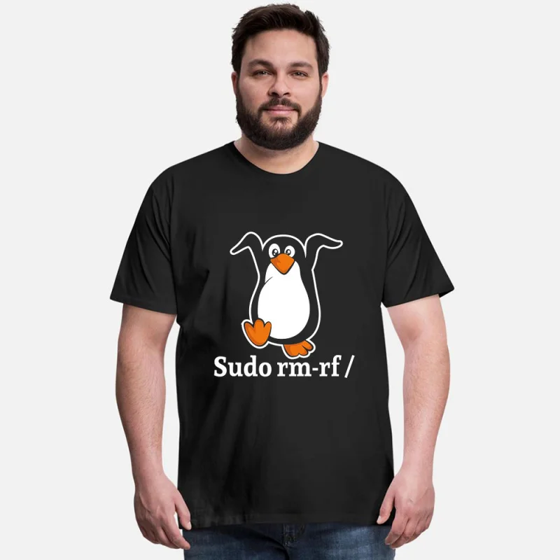

Tux Linux Pinguin Sudo Rm Rf Computerfreak Hack Funny Developer Gift t shirt for Software Engineer Graphic clothes All size Tops