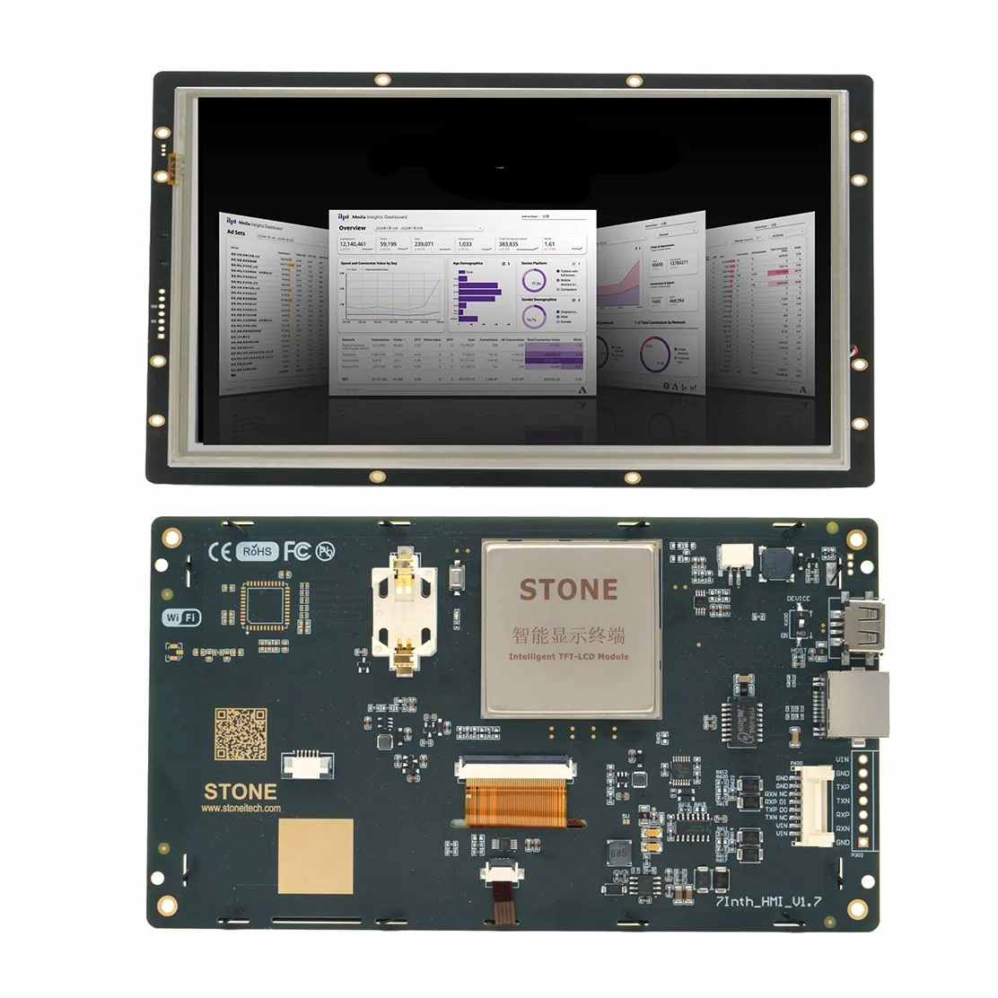 

7 Inch SCBRHMI HMI Intelligent Smart UART SPI Touch TFT LCD Module Display For Industry Control