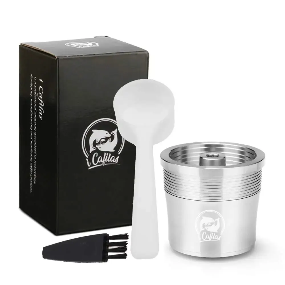 i cafilas Reusable Coffee Capsule Cup for Illy X7.1 X8 X9 Y5 Y1.1 Model Machine Coffee Filter Pod Stainless Steel Tamper 