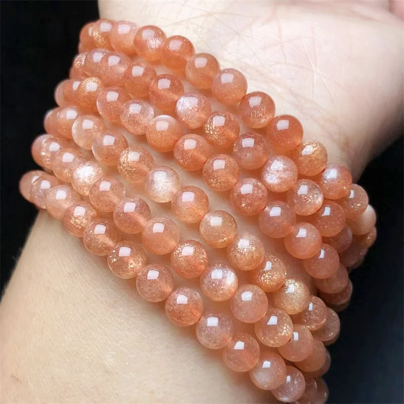 

Natural Orange Moonstone Triple Circle Bracelet Healing Fashion Reiki Crystal Fengshui Jewelry Birthday Gift 6mm 1pcs