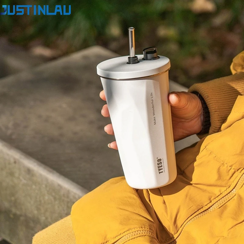

Tyeso 600ML Vacuum Thermos Cup Tumbler 304 Stainless Steel Thermal Insulation Coffee Mug with Lid and Straw for Hot Cold Drinks