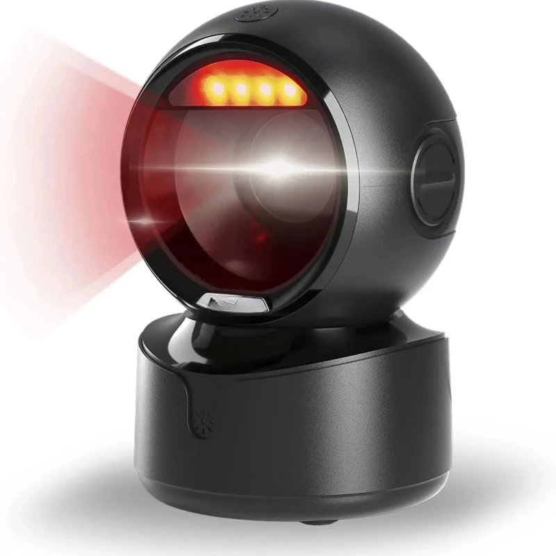 Desktop 2D QR Barcode Scanner, Omnidirectional Hands-Free Wired USB Big Barcode Reader 1D QR Screen Barcodes Scanning