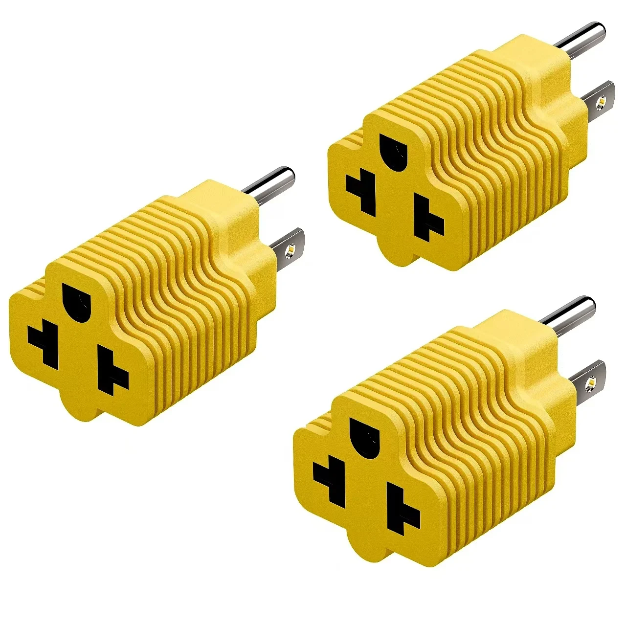 Yellow(3PACK)Nema 5-15P to 5-20R,5-15P to 6-15R,5-15P to 6-20R, 4 in 1 T Blade AC Power Adapter,15A 125V to 20A 250V Adapter,