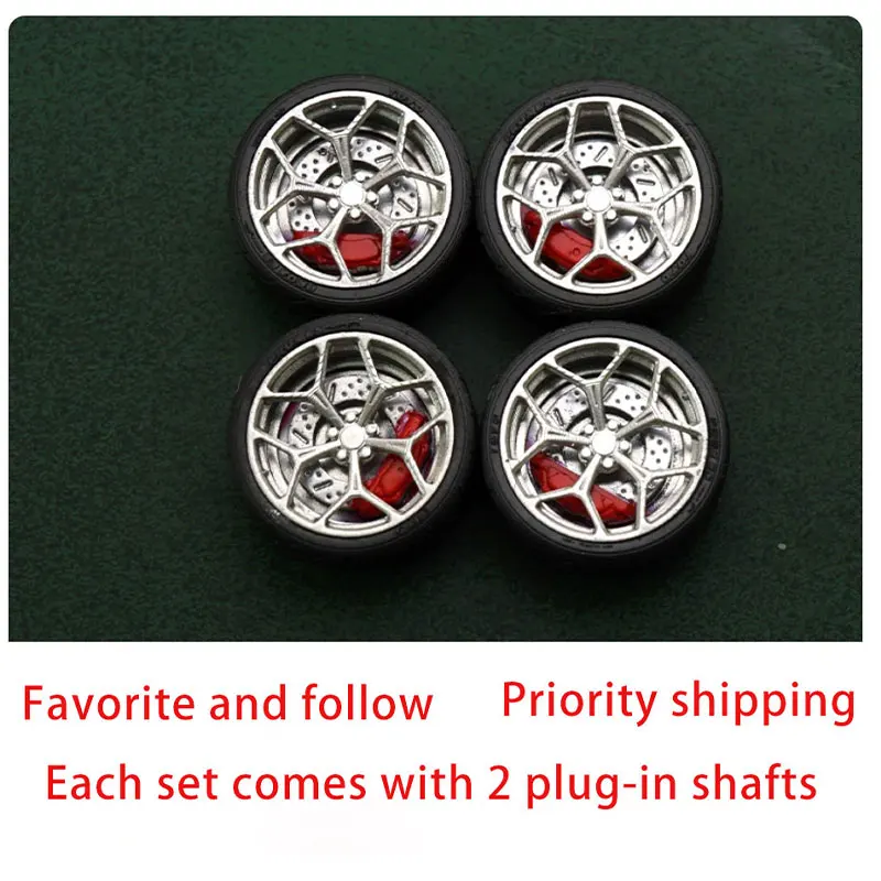1/64 MC117 9.7mm Modified Wheel Hub Rubber Tires Resin Metal Wheels Without Calipers Suitable for 1:64 Static Model Cars
