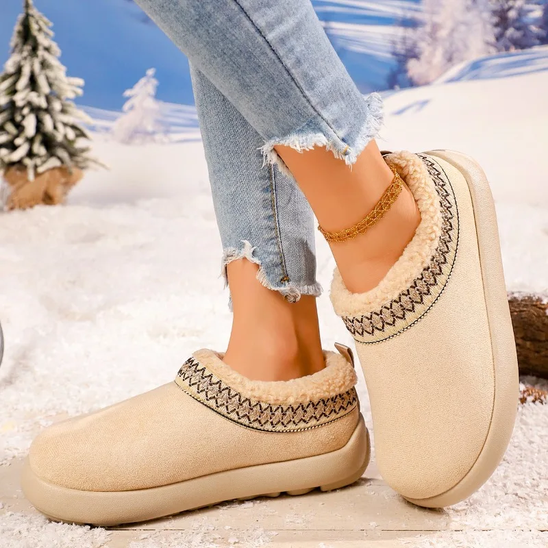 2027 New Women's Plush Slippers Fashionable Thick-Soled Shoes Plush Lined for Warmth Designer Brand Women's Winter Snow Boots view 4