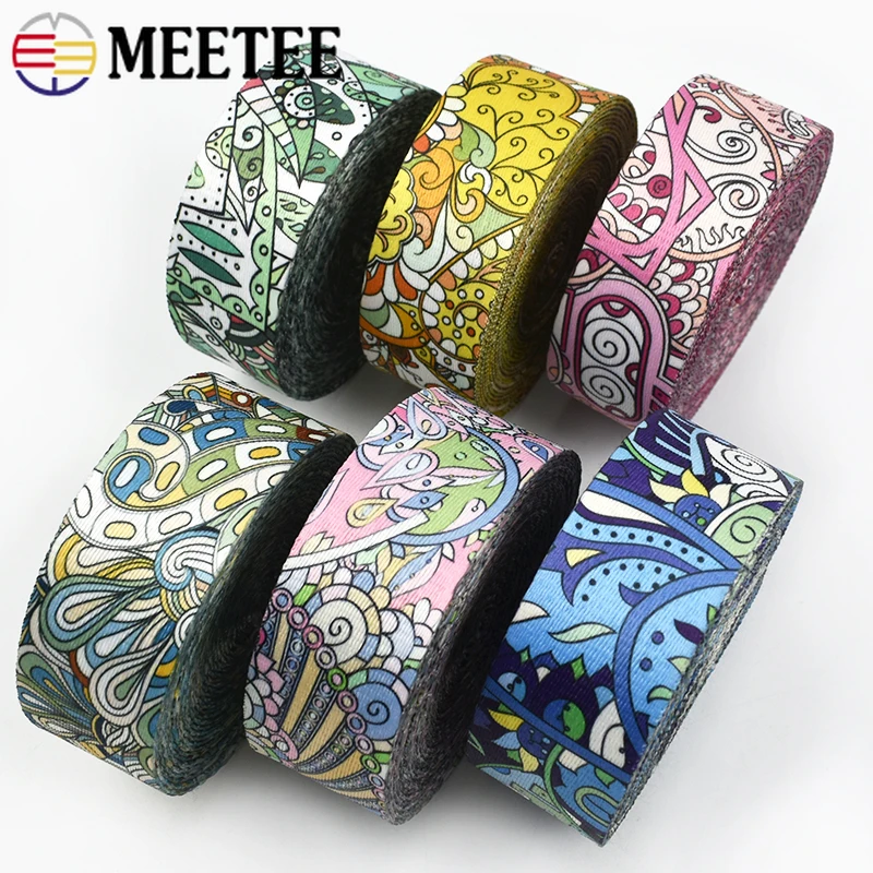 

2M 38mm Jacquard Webbing Straps 1.2mm Thick Decorative Ribbons Band for Belt Sling Bag Strap Clothes Lace DIY Sewing Accessories