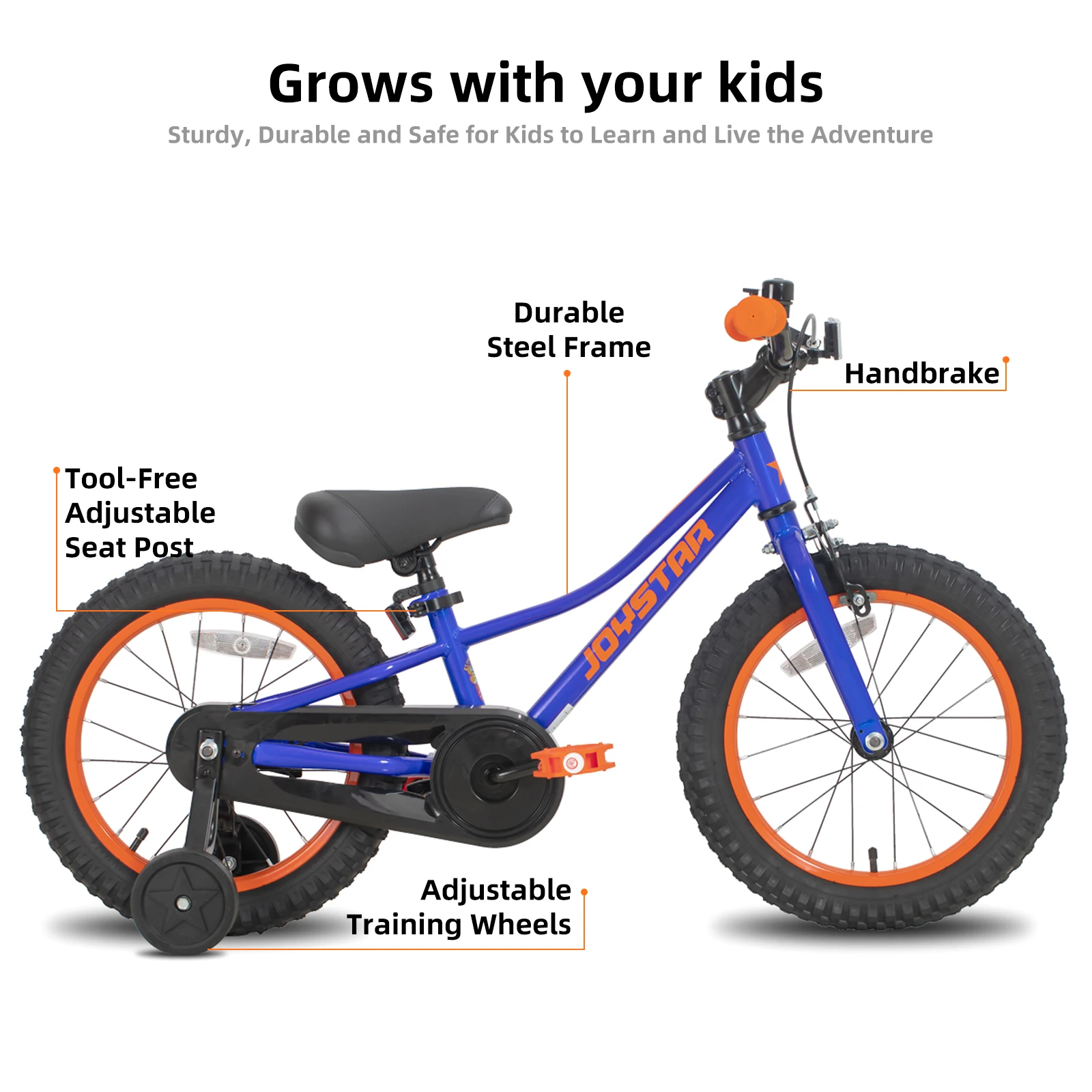 JOYSTAR 20-inch kinderfiets voor jongens en meisjes van 6 tot 10 jaar, 20 inch wielen kindermountainbike met zijwieltjes, handrem, blauw