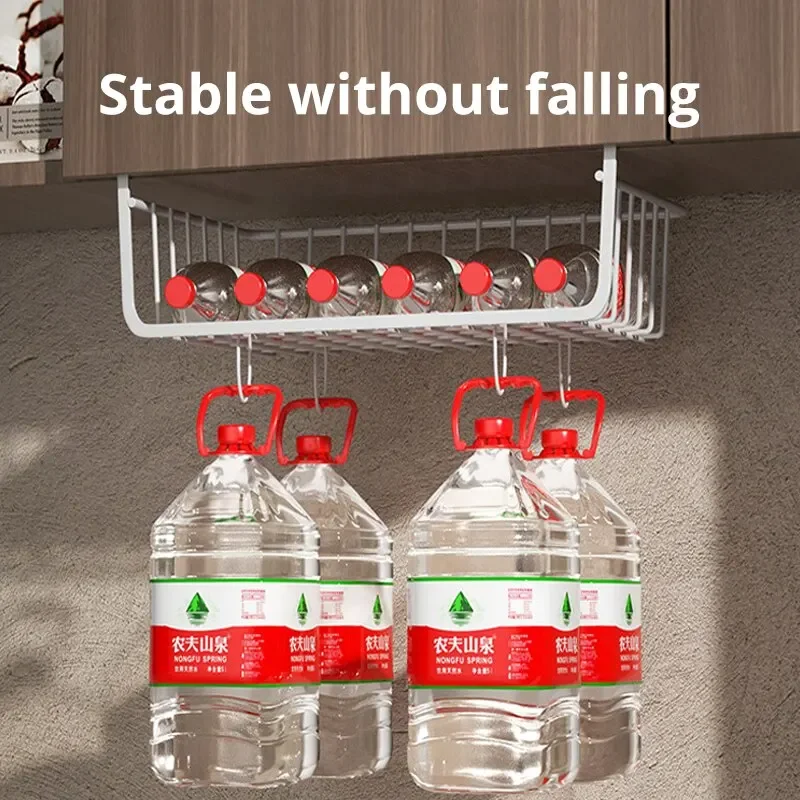 سلة تخزين شبكية معلقة ذات سعة كبيرة تحت الخزانة منظم مثبت على الحائط لخزانة المطبخ والحمام والمنزل