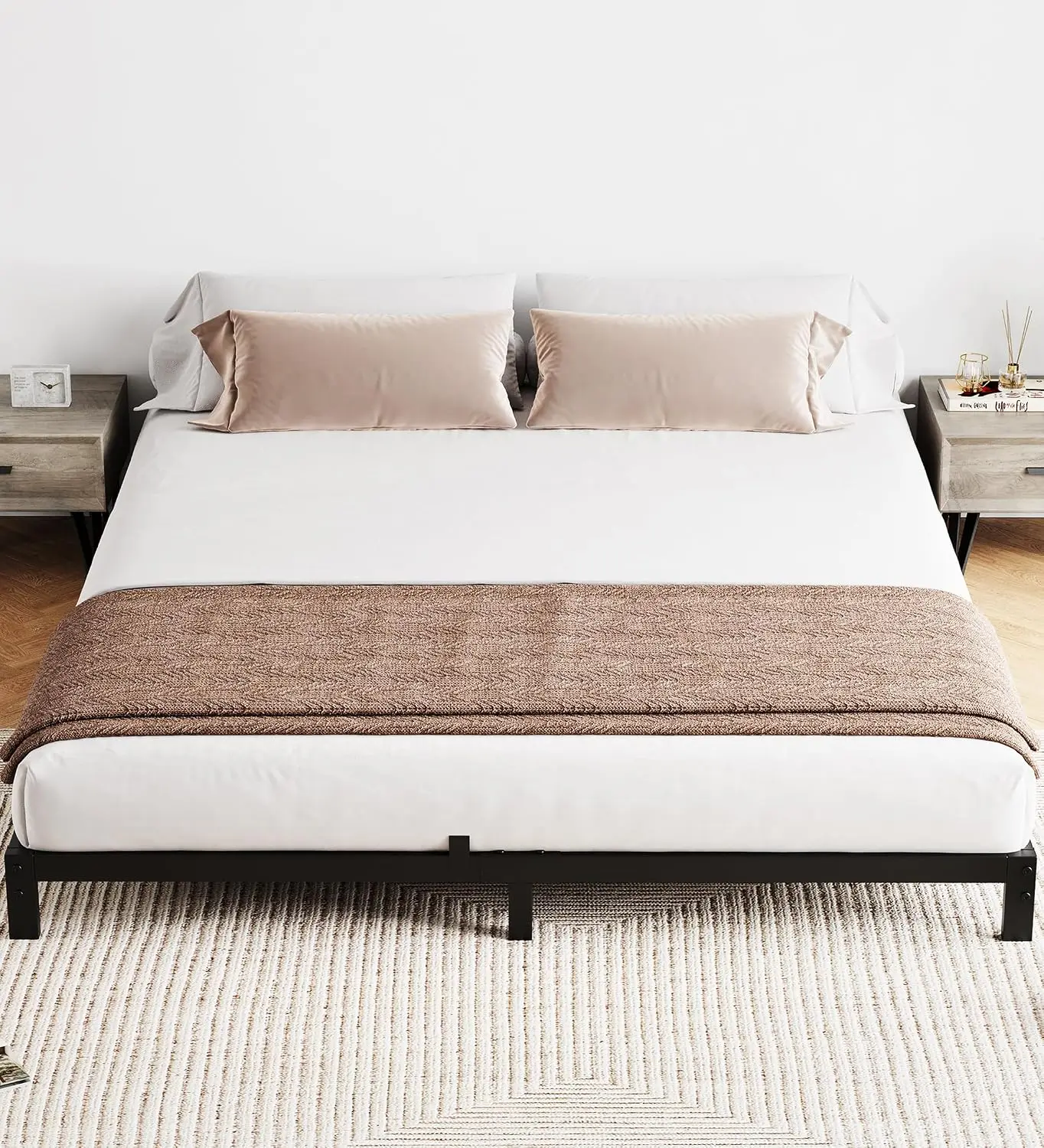 Garvee 6 Inch Heavy Duty Metal Queen Bed Frame with Under Bed Storage No Box Spring Needed Platform Bed Base Modern Iron Bedstead for Bedroom Apartment