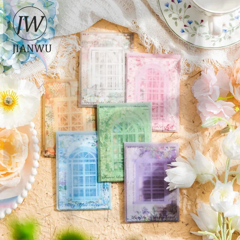 JIANWU 드림 창 시리즈 빈티지 중공 꽃 풍경 콜라주 장식 재료 종이 크리 에이 티브 정크 저널 편지지