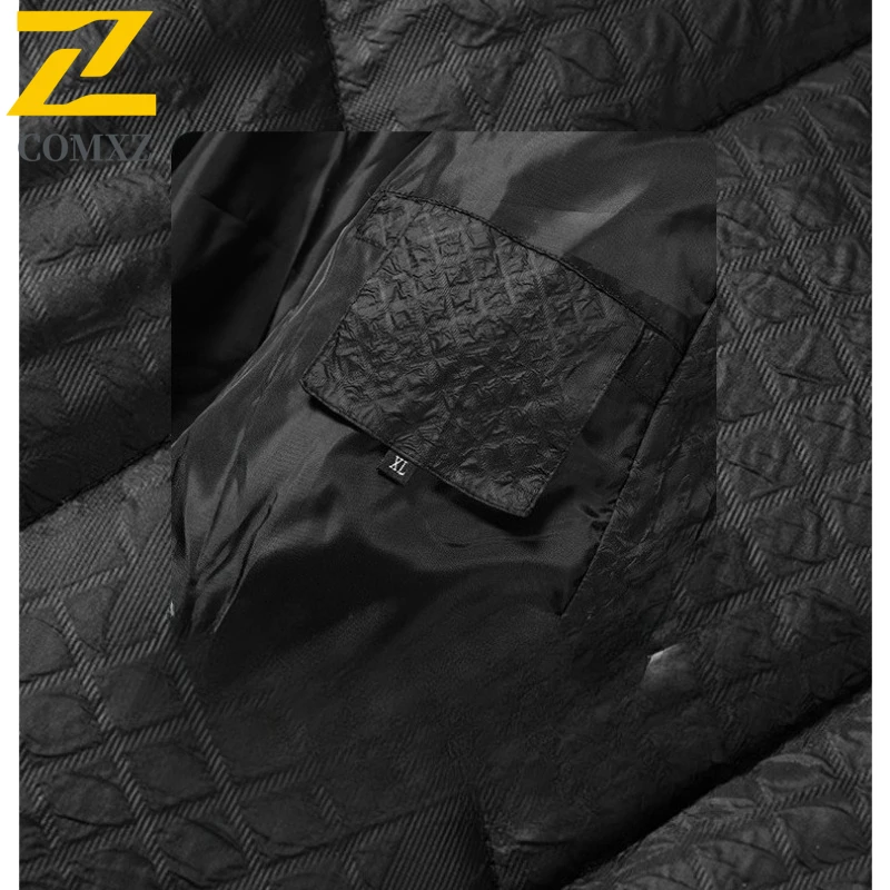 COMXZ New Padding Coat Male Winter Leisure Baseball Collar Thickened Fleece Parkas Jacquard Baseball Warm Windproof Padding Coat