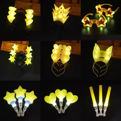 Yellow LED Heart Star Wand Sticks Flash Light  Props  Luminous Headdress Headband Glasses Glow Party Toy  Halloween Christmas