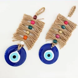Lucky Eye Glass Blue Turkish Evil Eye Pendant Wall Hanging Multi Color Bead Handmade Decoration for Home Living Room Car Bag